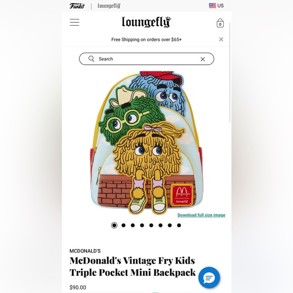 McDonald's Vintage Fry Kids Triple Pocket Mini Backpack Loungefly - Picture 2 of 12